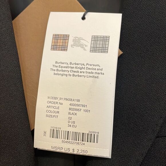 Burberry Debby Black virgin wool blazer, NWT - Picture 2 of 12